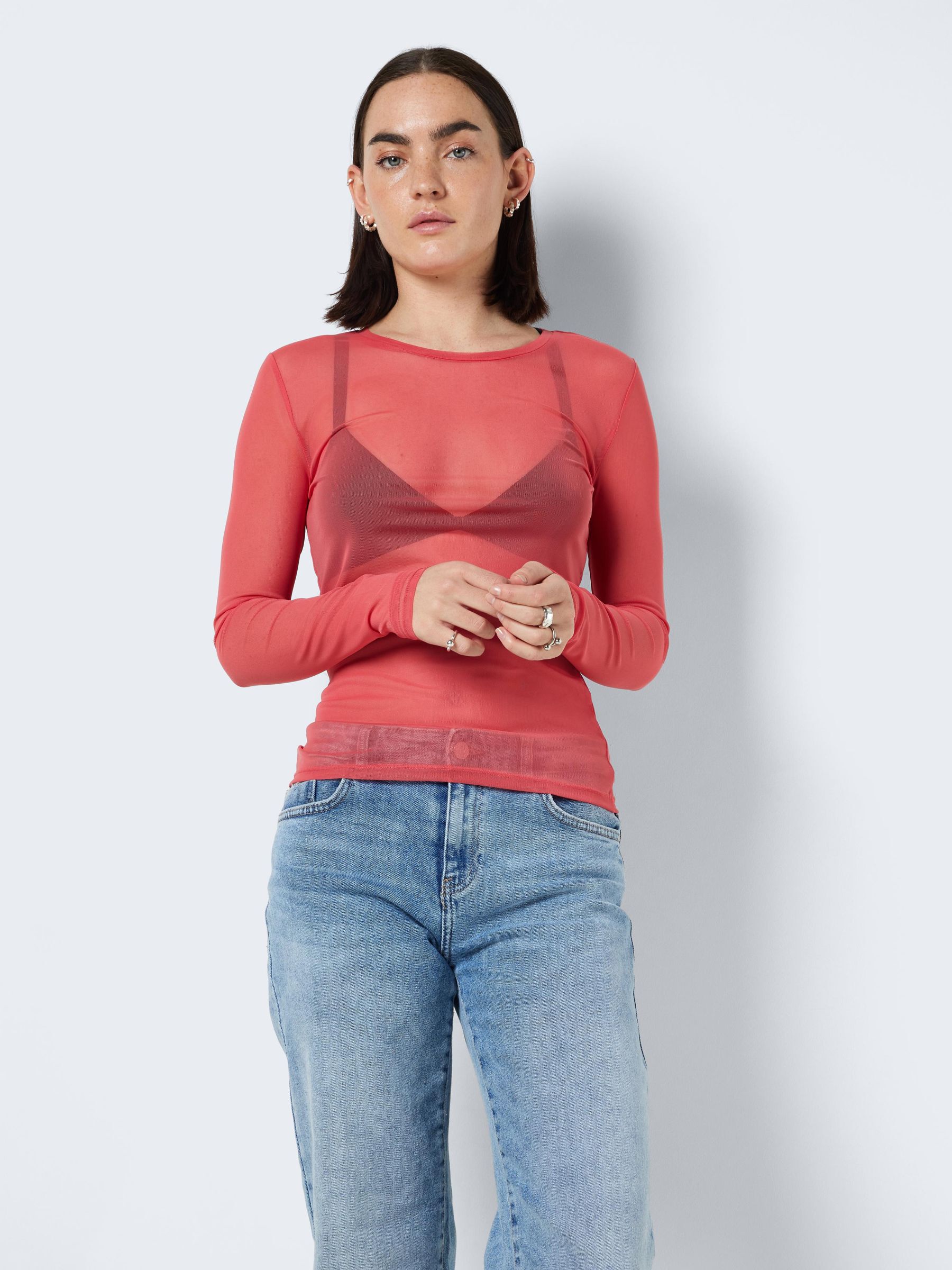 Mesh top with jeans new arrivals