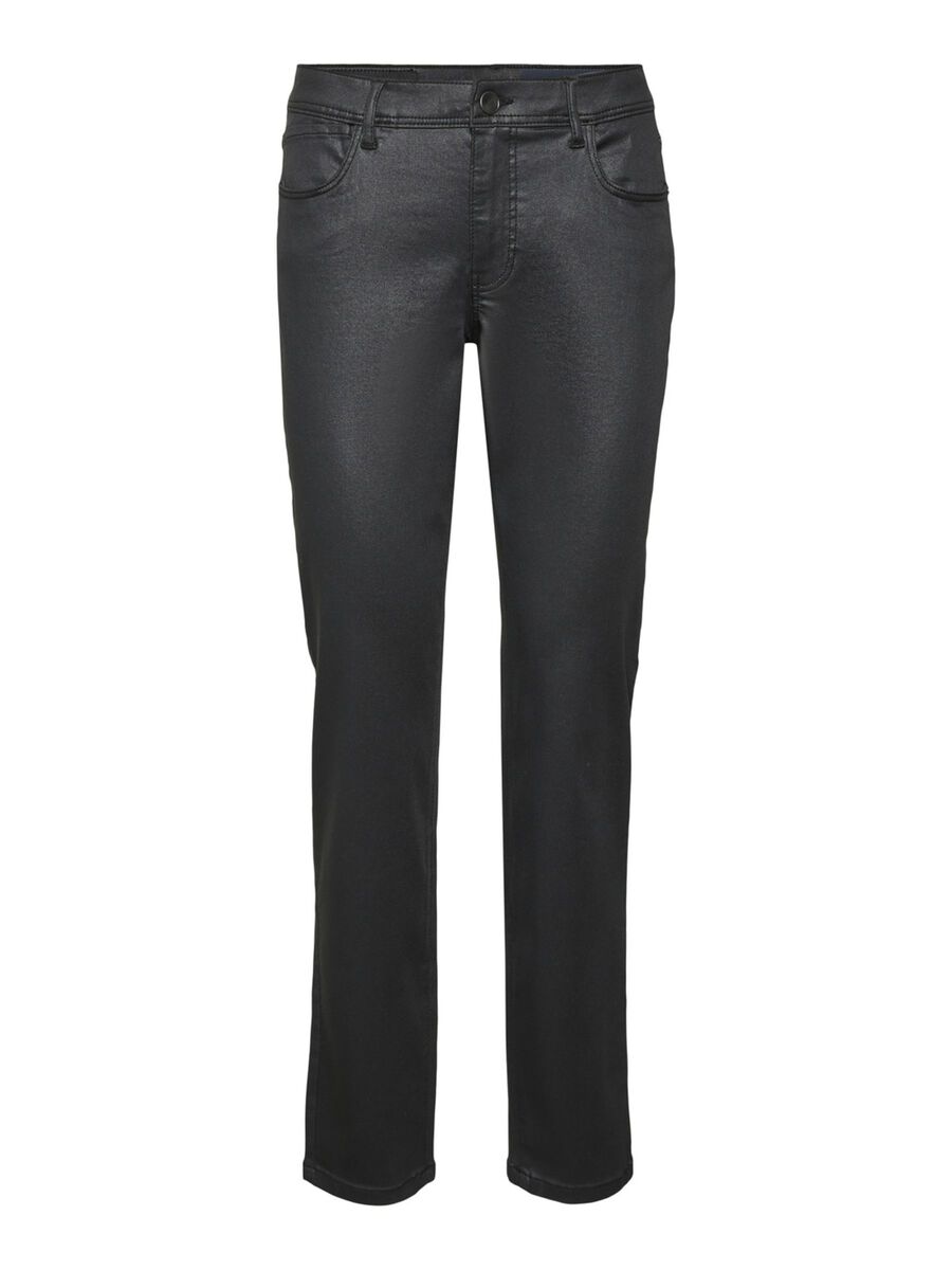 Noisy May NMOLIVIA COATED STRAIGHT FIT JEANS, Black, highres - 27018575_Black_897890_001.jpg