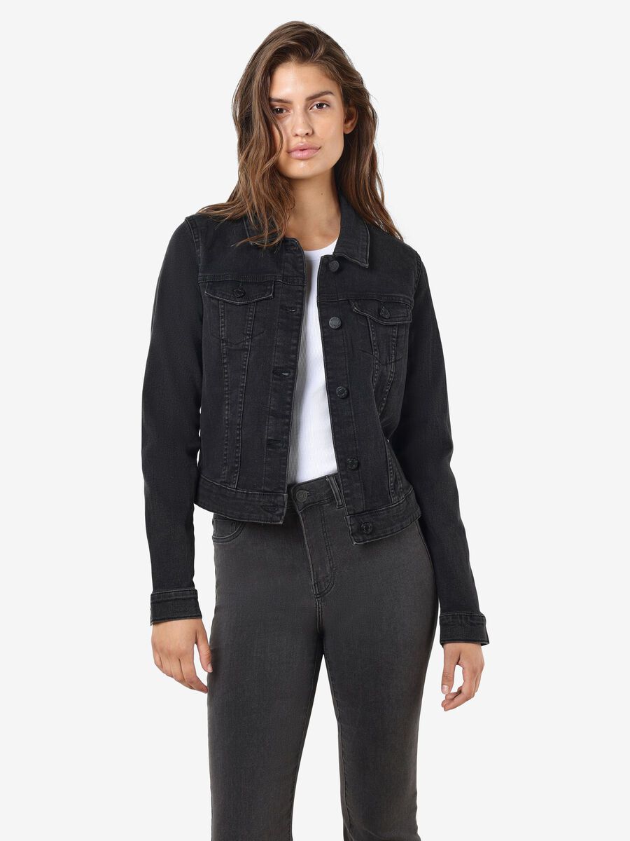 Noisy May SHORT DENIM JACKET, Black, highres - 27001866_Black_007.jpg