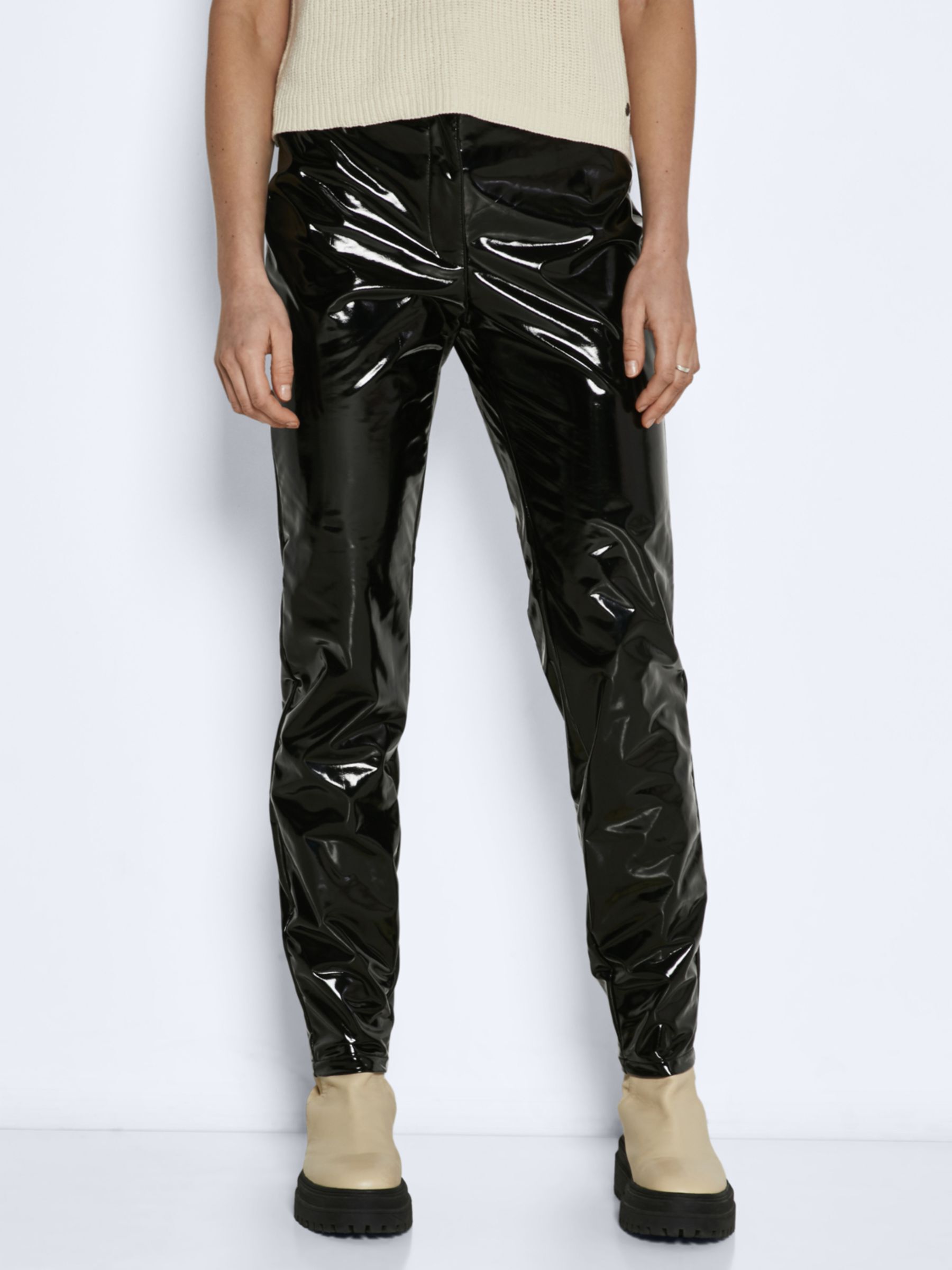 VINYL TROUSERS Black NOISY MAY