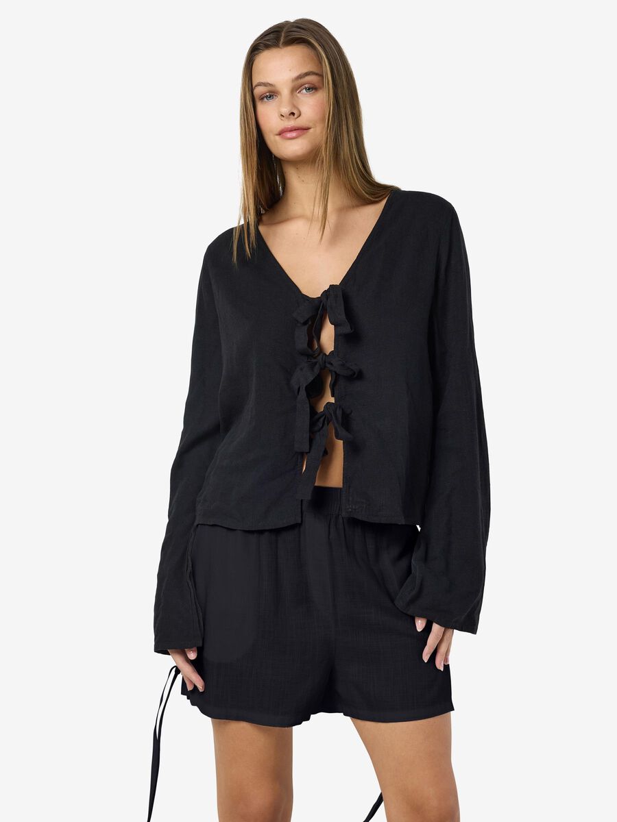 Noisy May TIE-FRONT BLOUSE, Black, highres - 27033022_Black_003.jpg