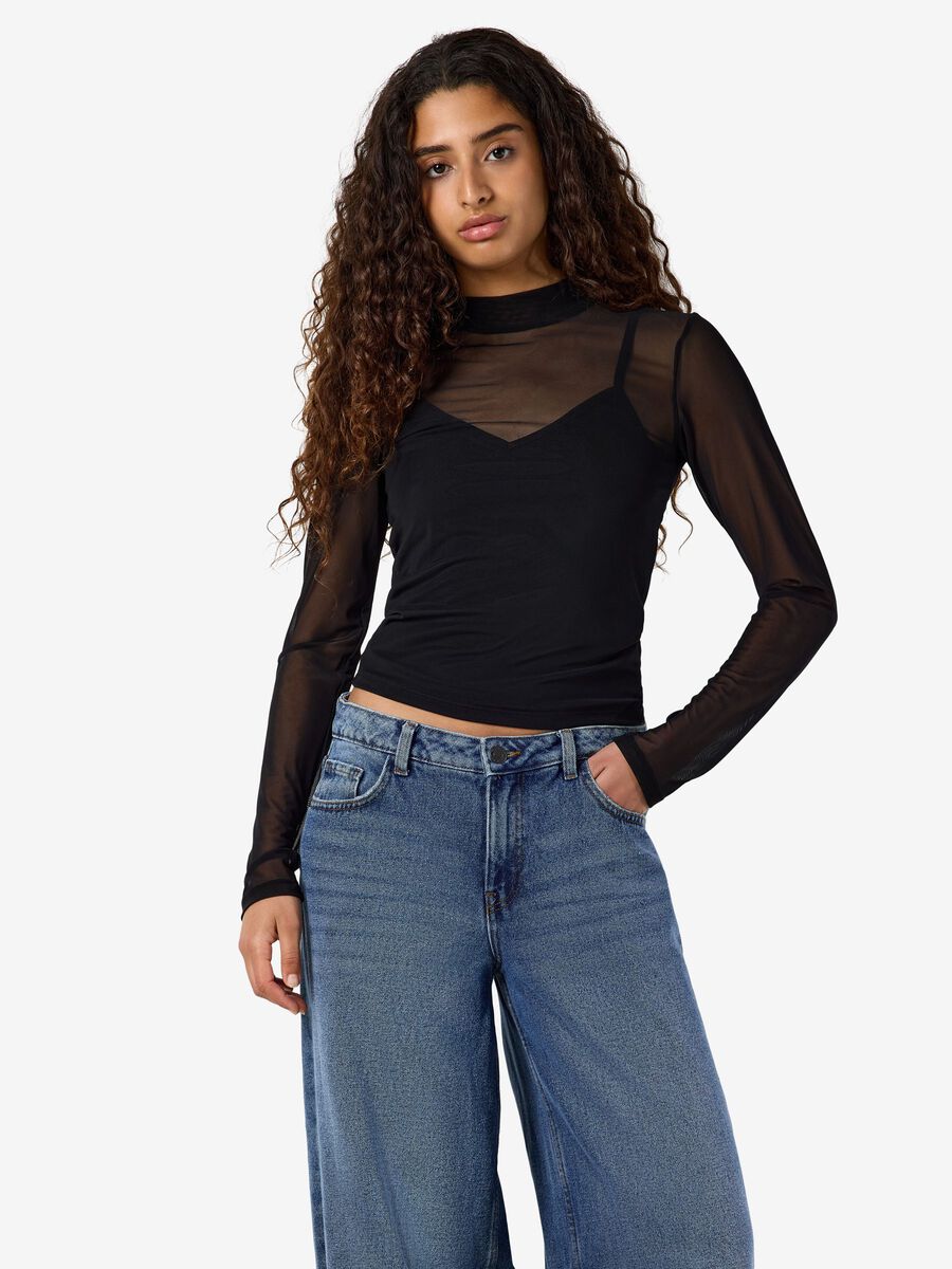 Product tile image NMPERCY MESH BLUSE, Black 27038674_Black