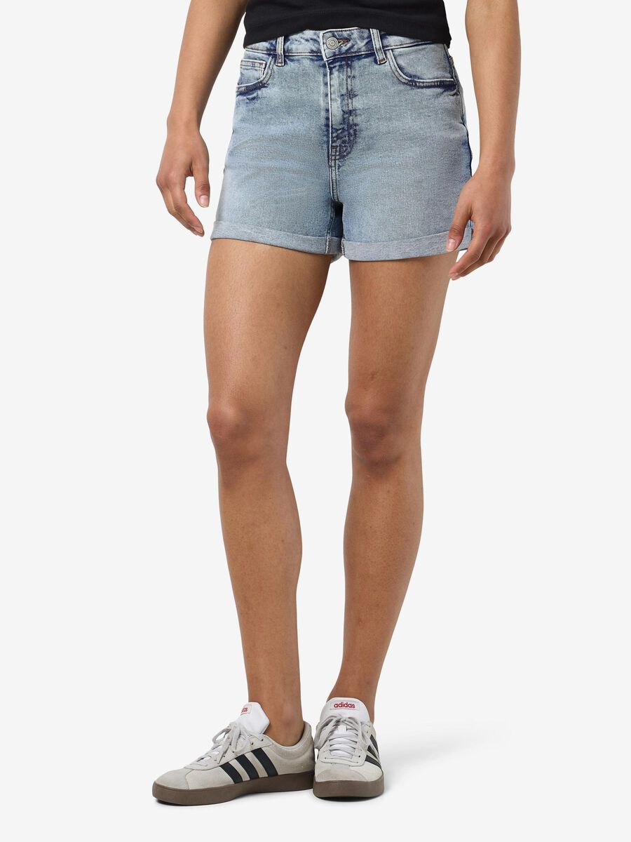 Noisy May HIGH WAIST JEANSSHORTS, Light Blue Denim, highres - 27029490_LightBlueDenim_003.jpg