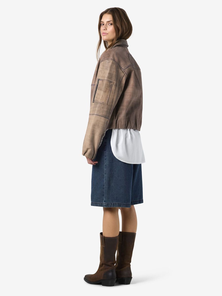 Carousel image - NMANNIE  LEATHER JACKET, Black | 3