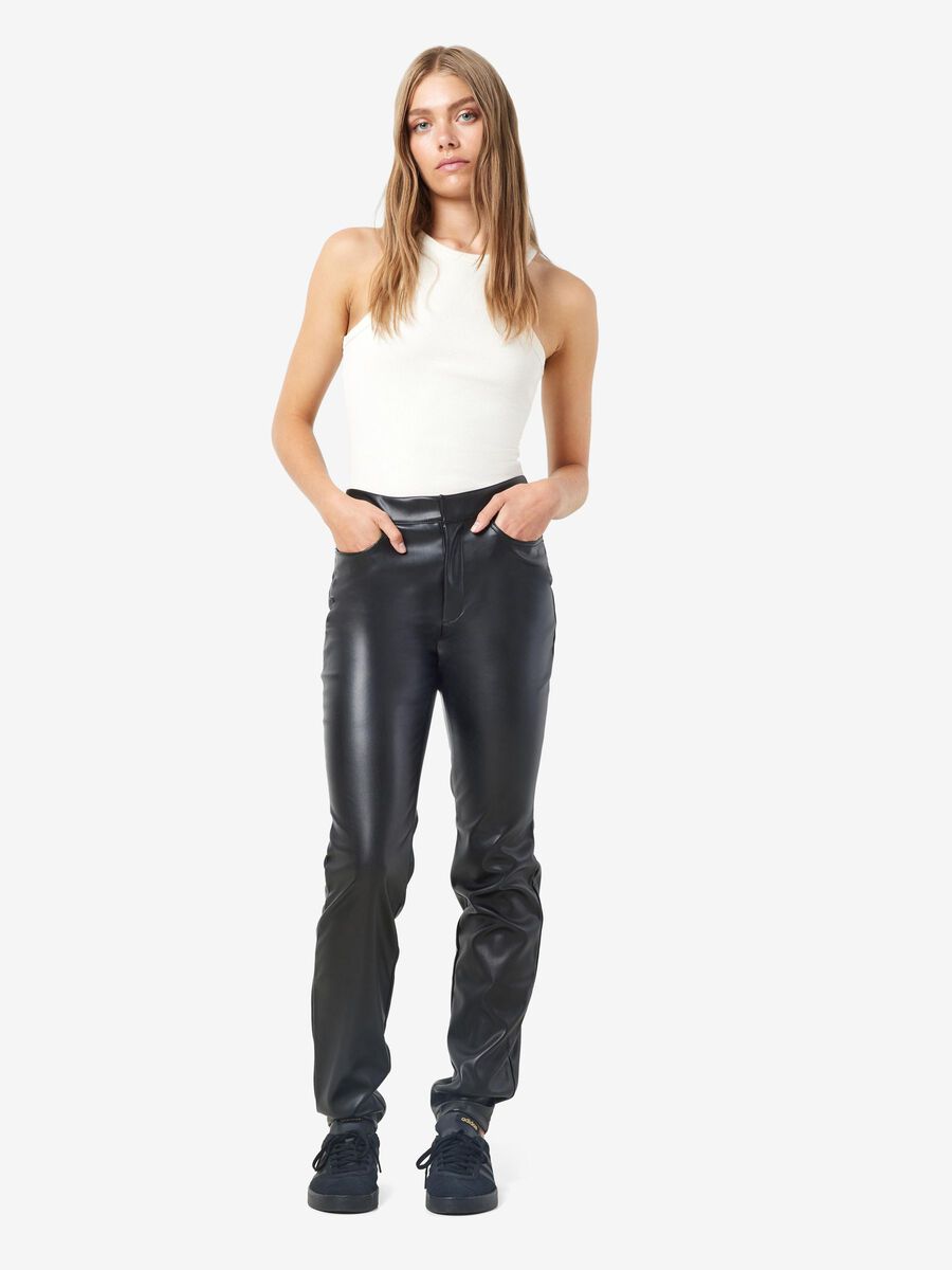 Noisy May CROPPED FIT KUNSTLEDER HOSE, Black, highres - 27026067_Black_007.jpg