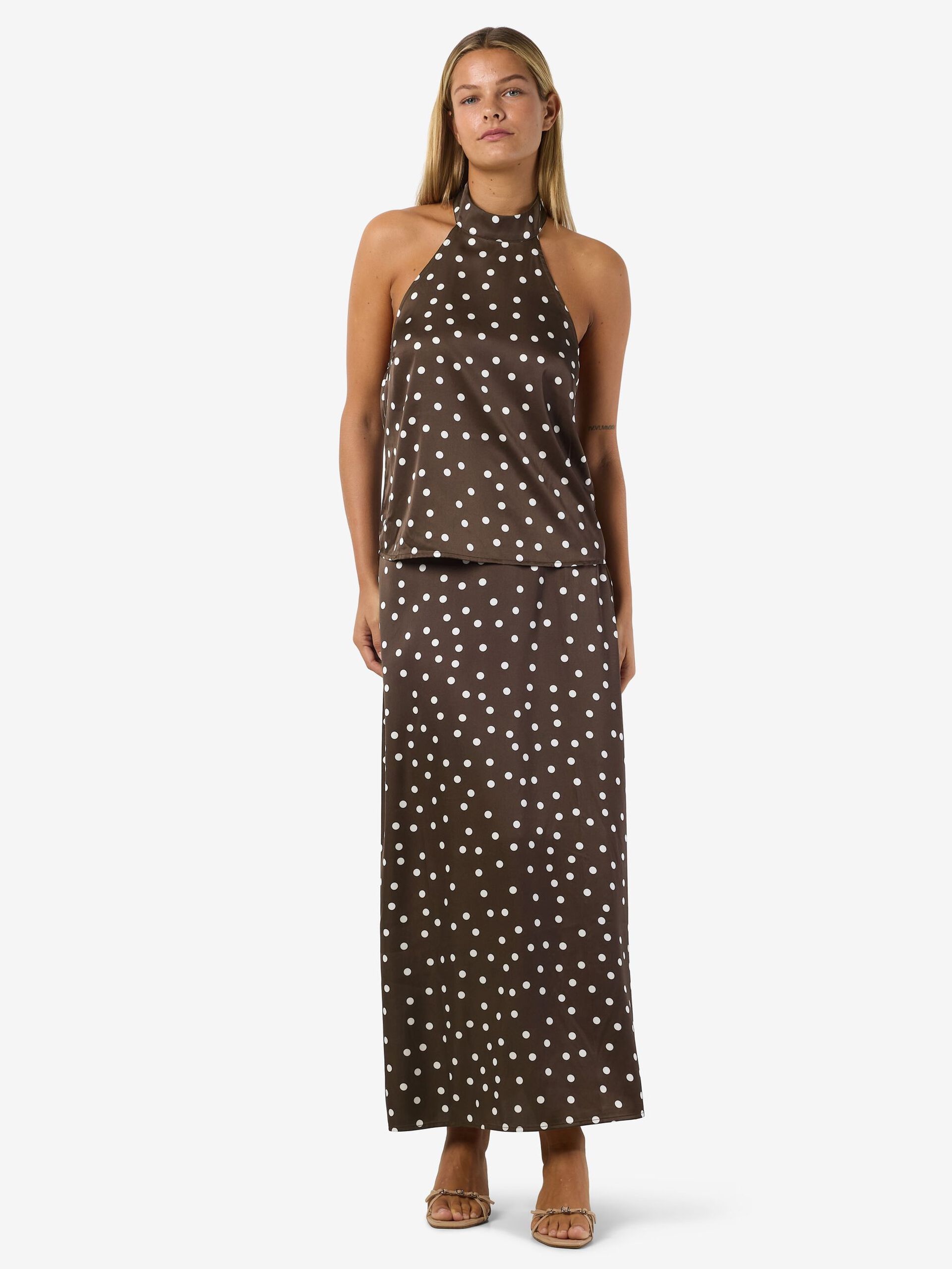 Carousel image - SATIN MIDI SKIRT, Chocolate Brown | 4