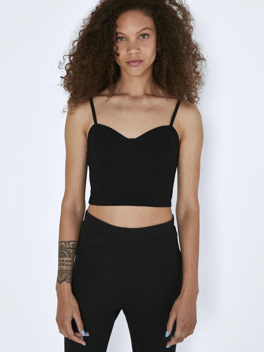 CROPPED SLEEVELESS TOP, Black, highres