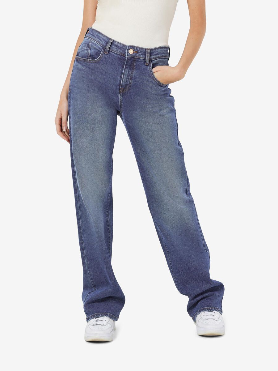 Noisy May NMYOLANDA NORMAL WAIST JEANS MIT WEITEM BEIN, Medium Blue Denim, highres - 27025067_MediumBlueDenim_003.jpg