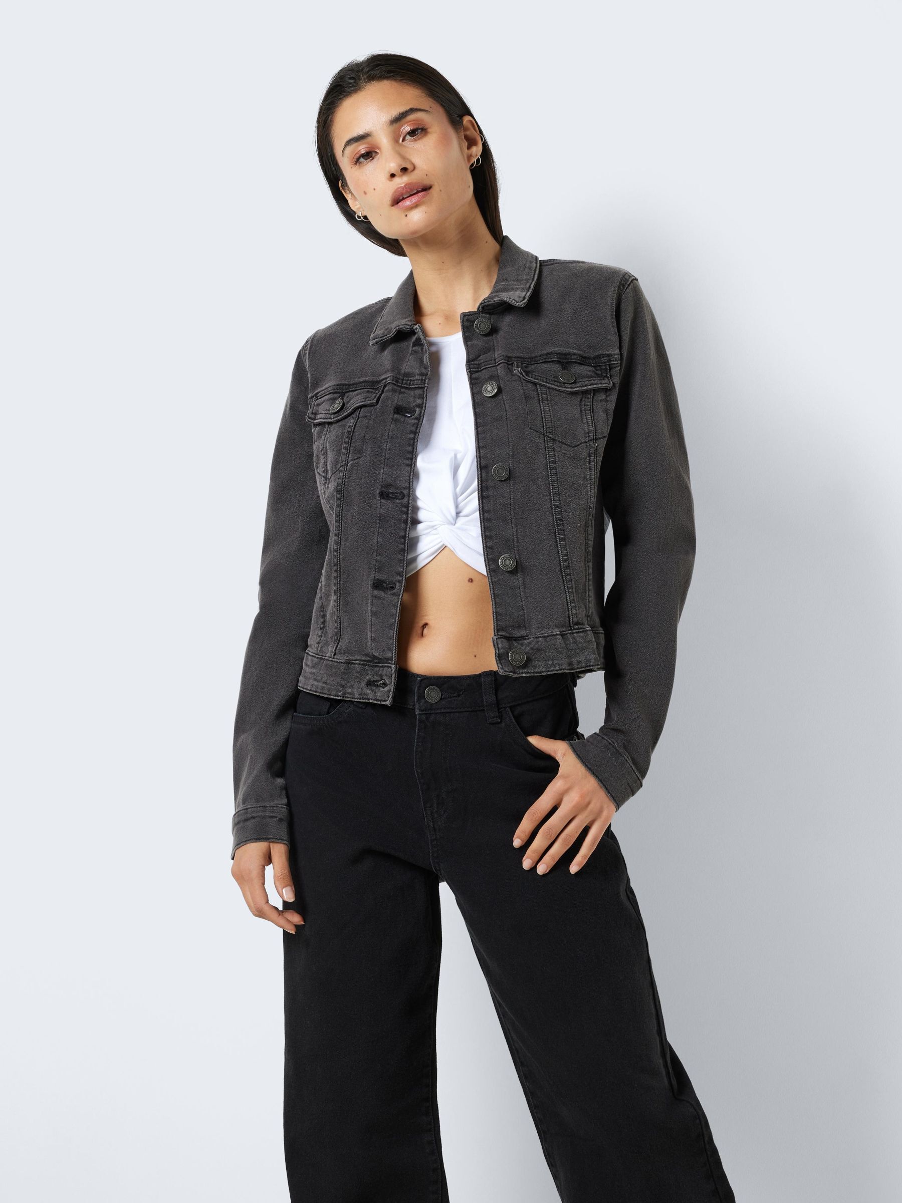 Dark grey sales denim jacket womens