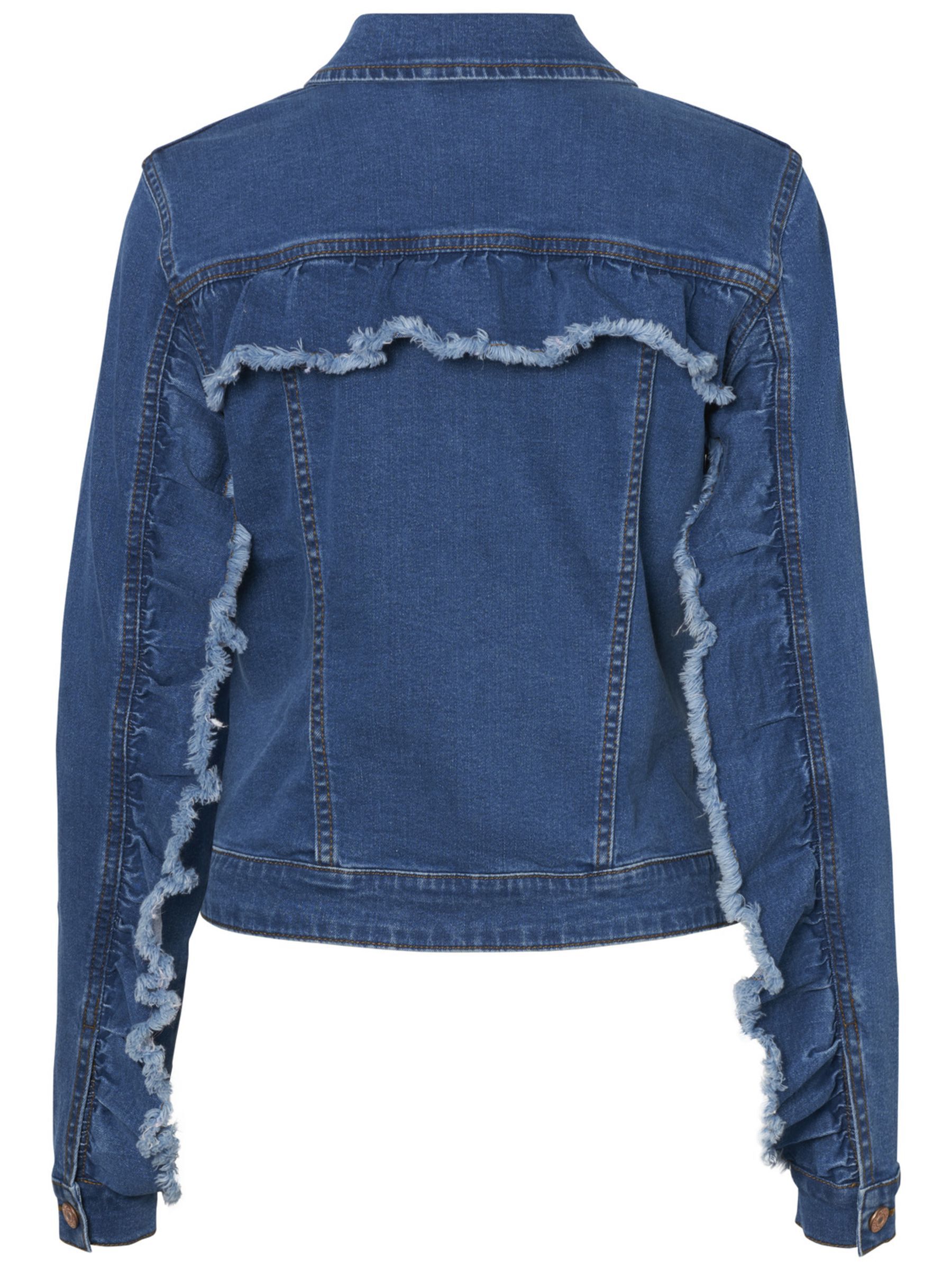 Denim jacket with ruffle sleeves best sale
