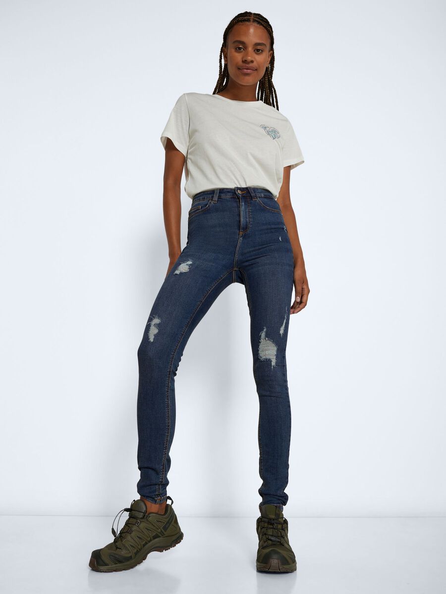 Noisy May NMCALLIE HØJTALJEDE SKINNY FIT JEANS, Medium Blue Denim, highres - 27020763_MediumBlueDenim_007.jpg