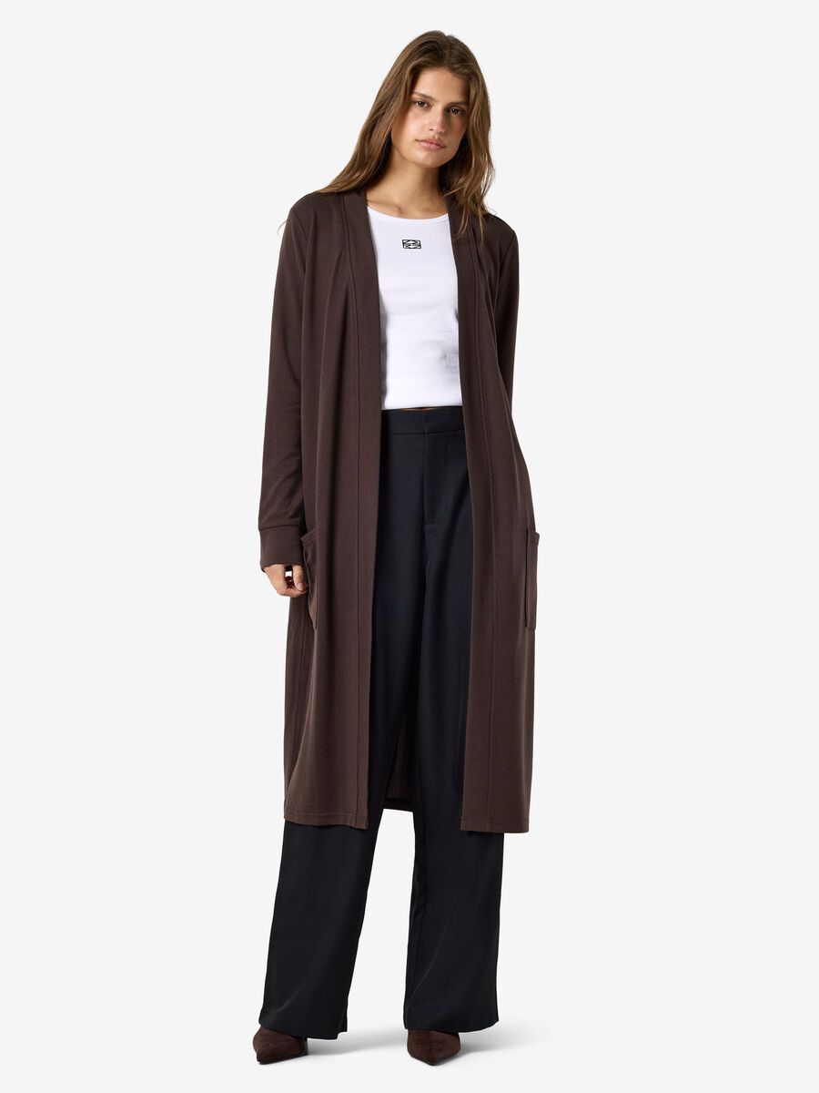 Carousel image - LONG OPEN CARDIGAN, Chocolate Brown | 6