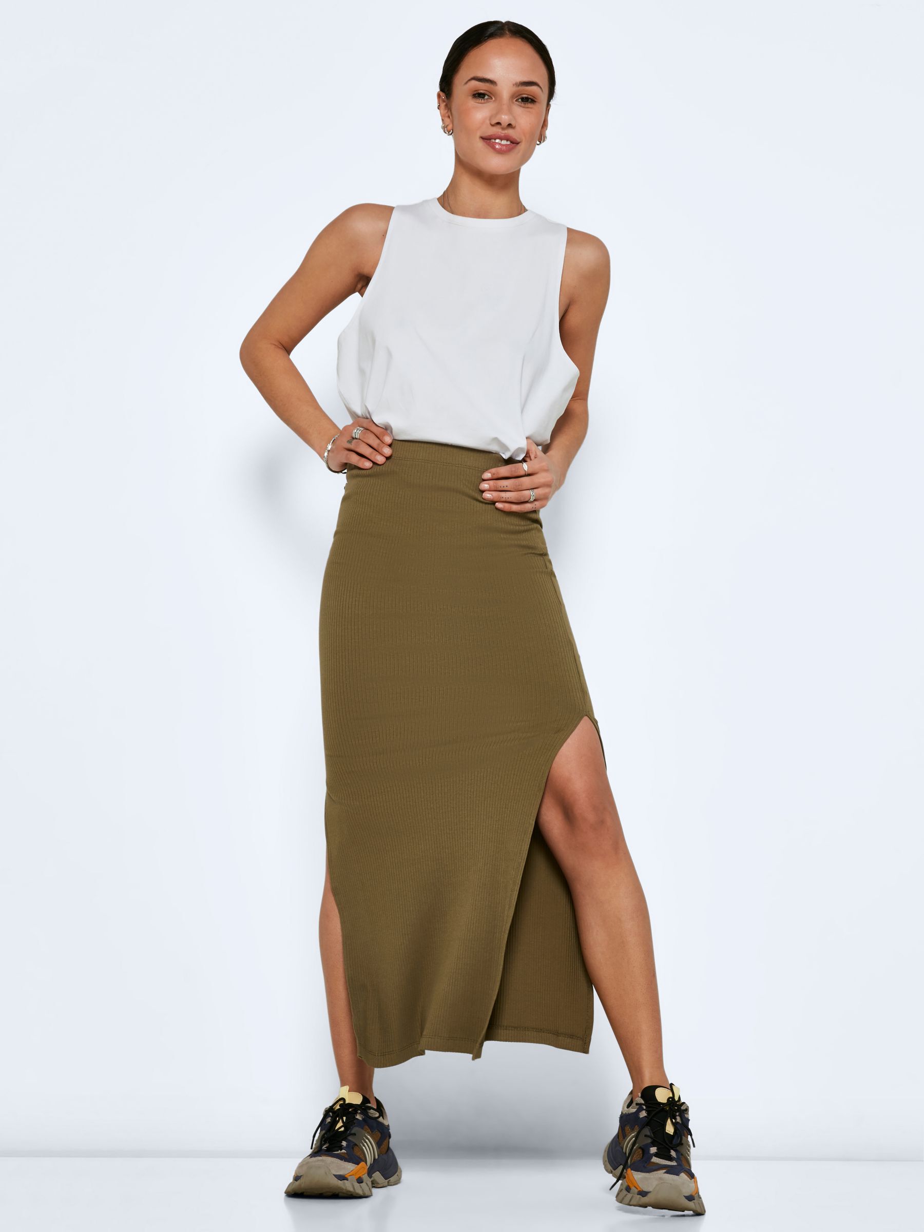 High waist midi skirt green shop