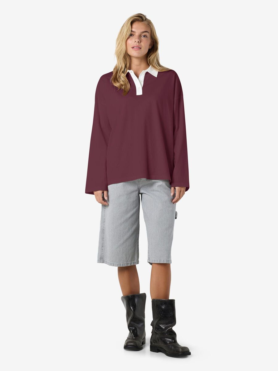 Noisy May LONG SLEEVED POLO SHIRT, Burgundy, highres - 27035658_Burgundy_004.jpg