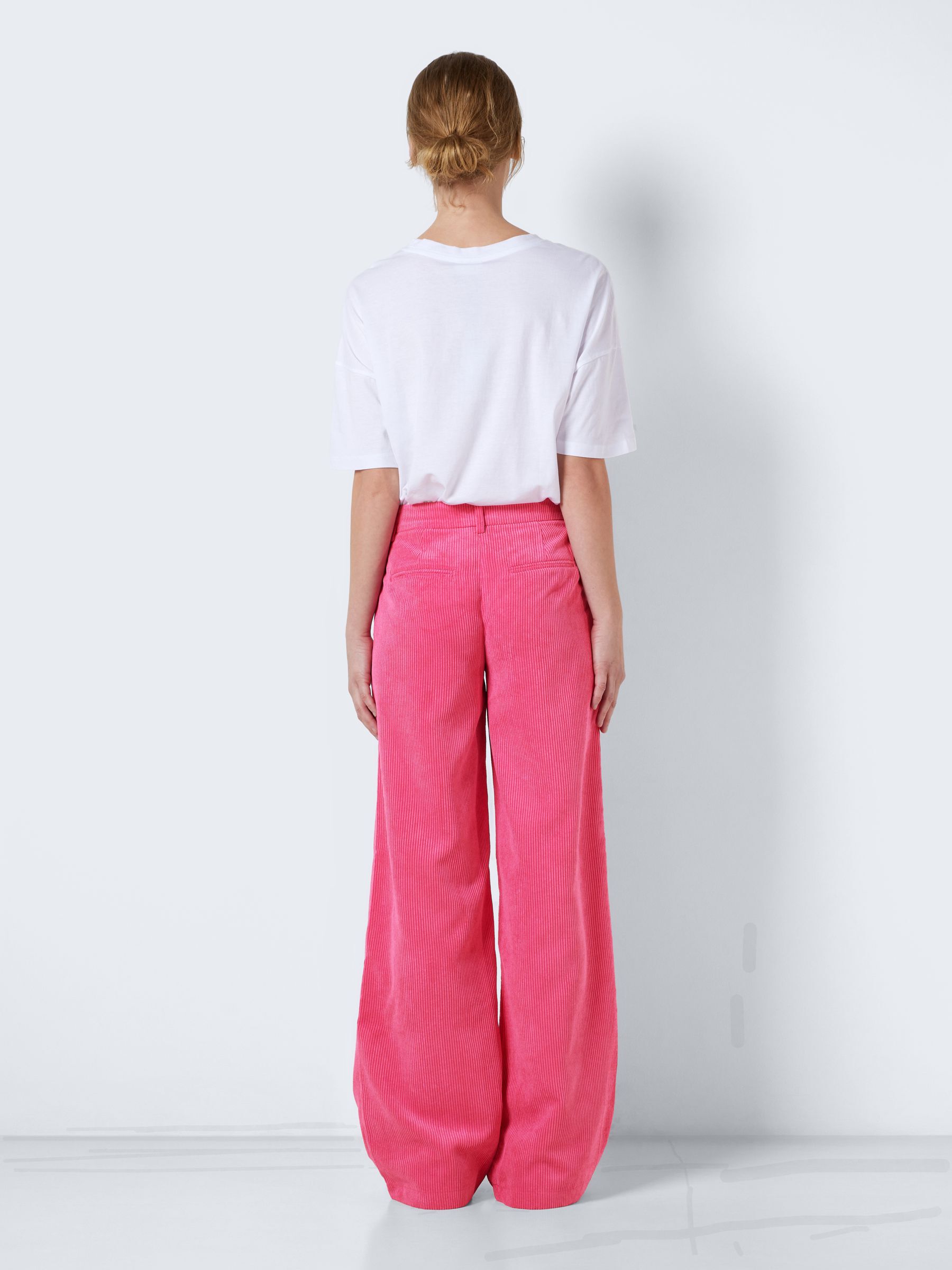 Pink corduroy wide leg pants top