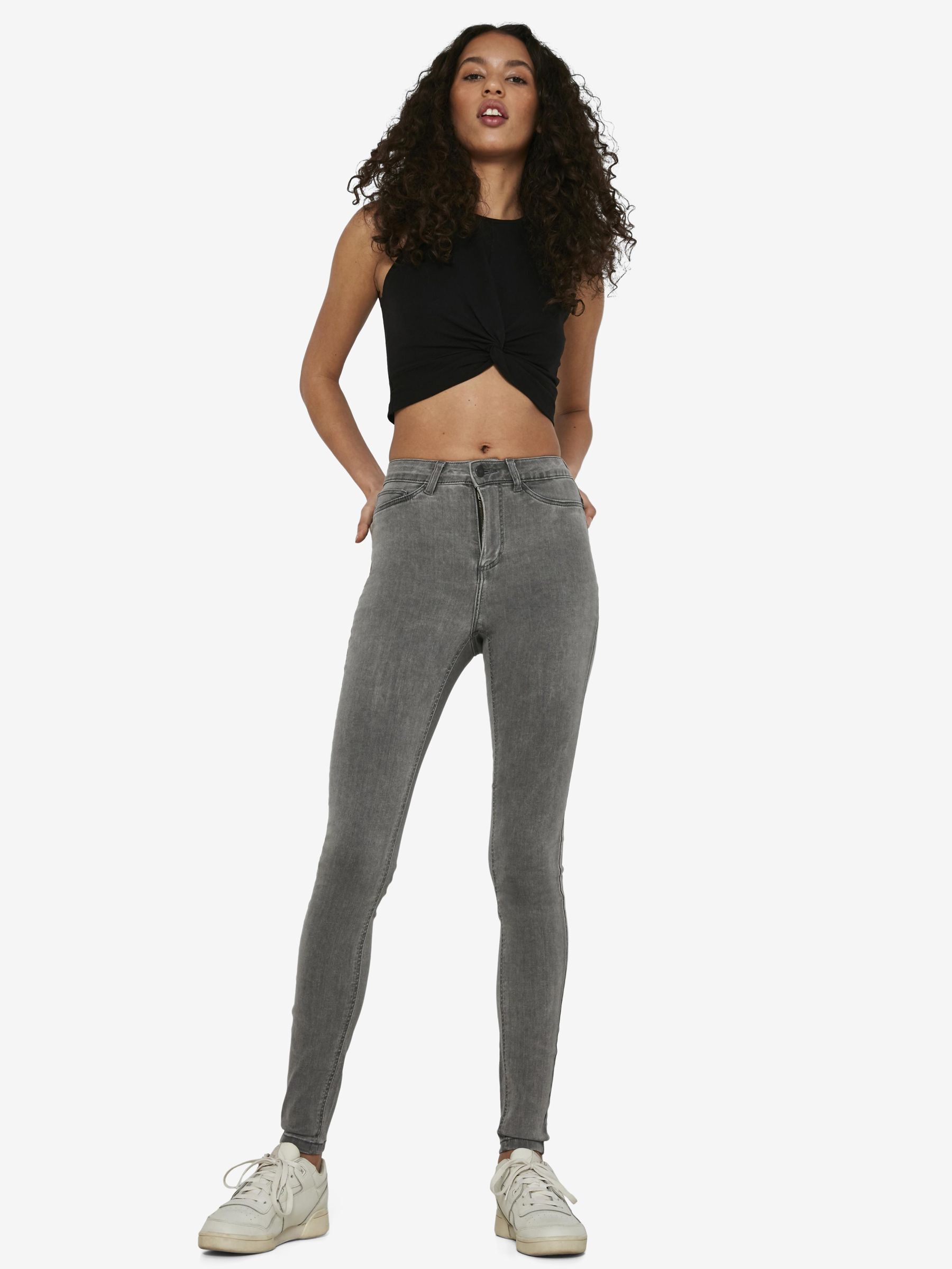 Jean slim gris deals taille haute