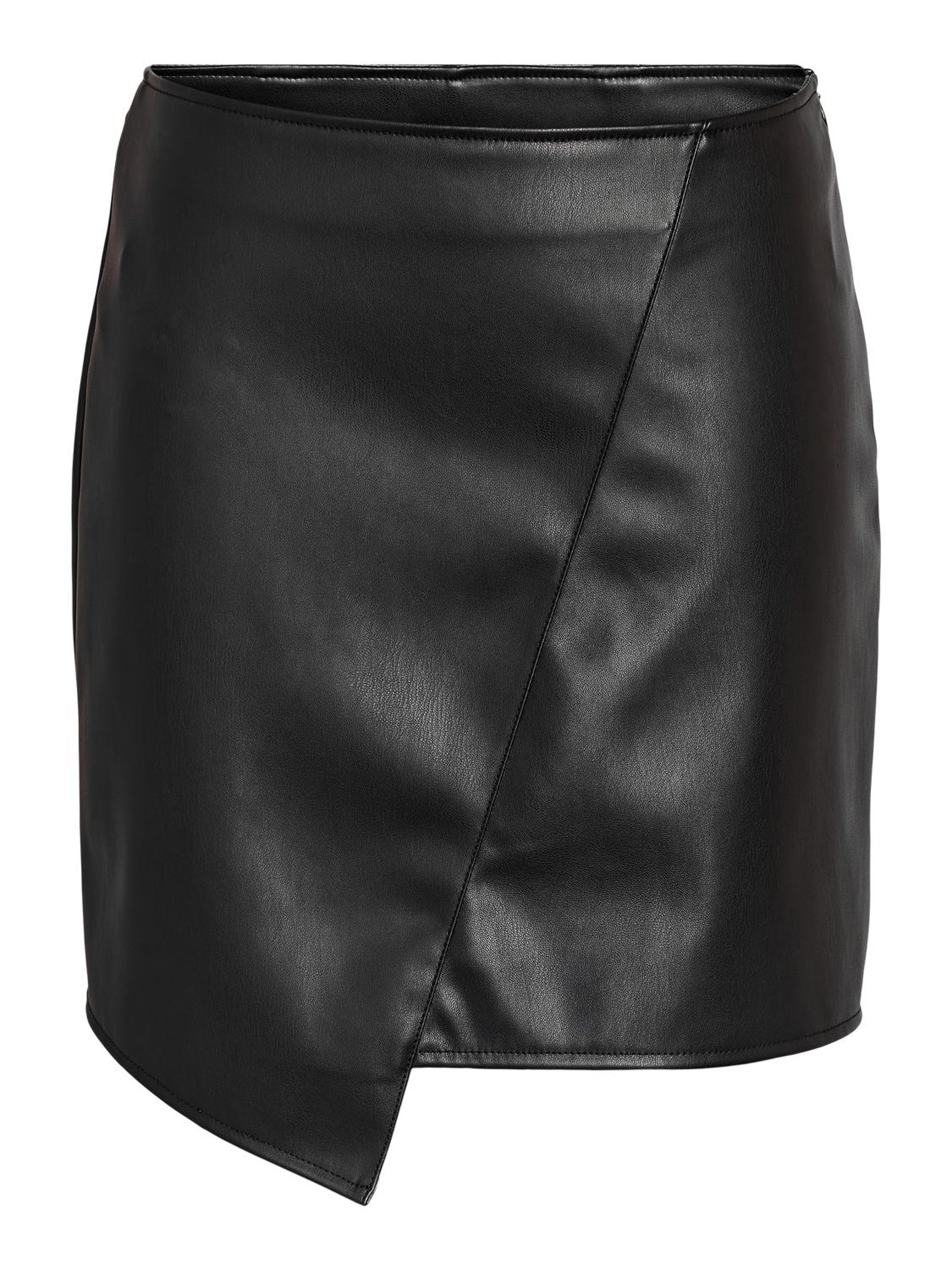 ASYMMETRIC FAUX LEATHER SKIRT Black NOISY MAY