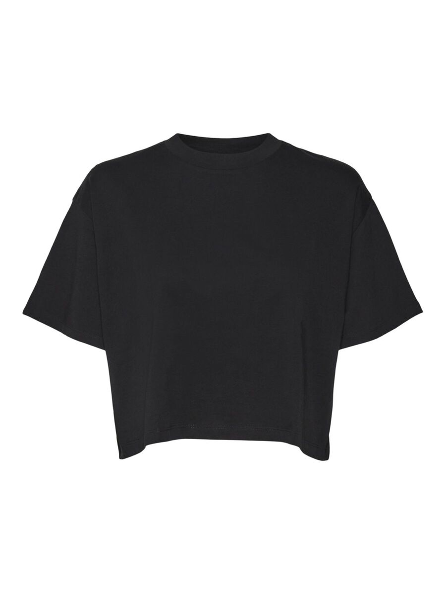 Noisy May SHORT SLEEVED SEMI CROPPED TOP, Black, highres - 27023863_Black_001.jpg