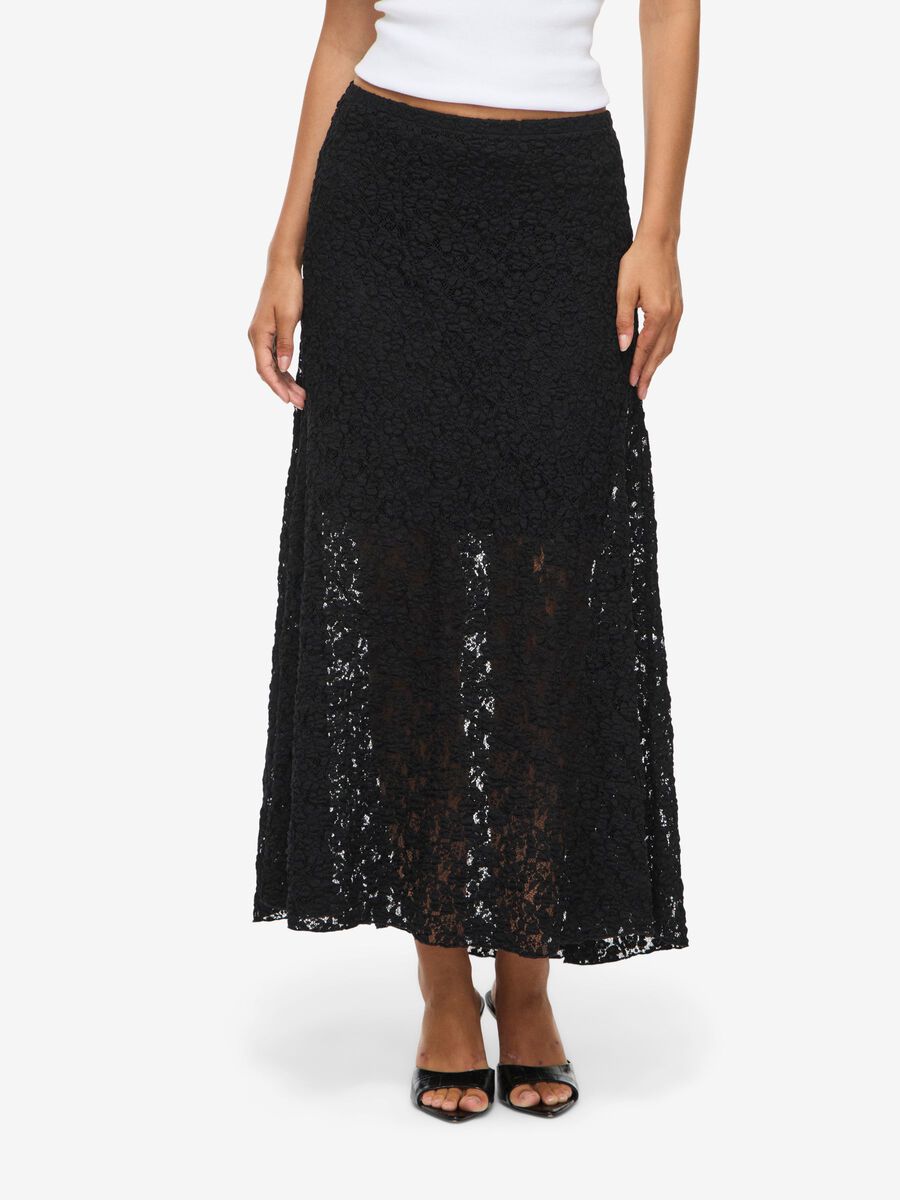 Product tile image NMMIRIAM LACE MIDI DRESS, Black 27039518_Black
