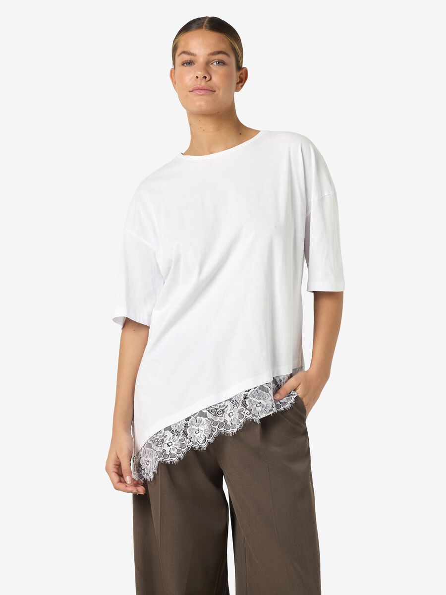Product tile image - LACE DETAILED T-SHIRT, Bright White | 27038485_BrightWhite