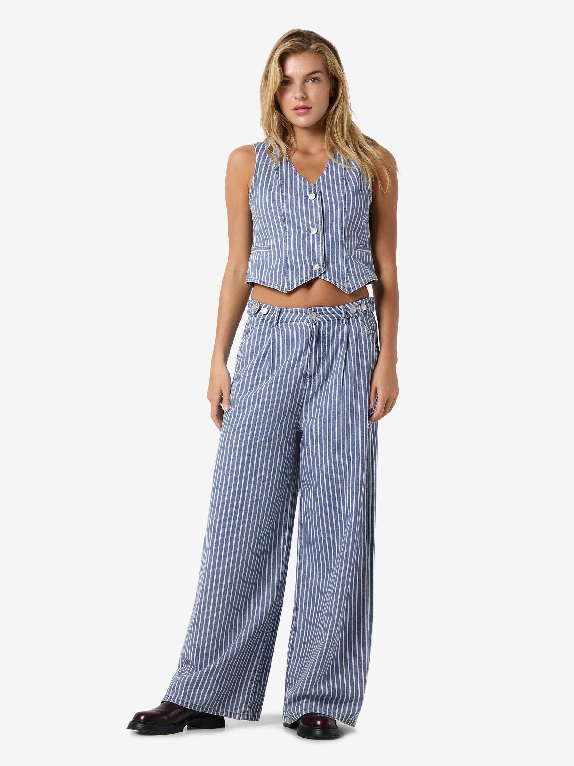 Carousel image - PINSTRIPED TROUSERS, Medium Blue Denim | 5
