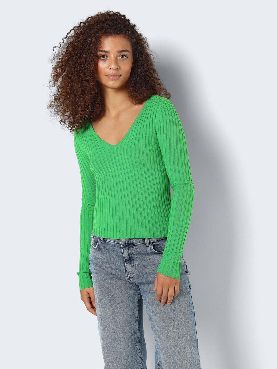 Noisy May V-NECK KNITTED TOP, Classic Green, highres - 27029470_ClassicGreen_007.jpg