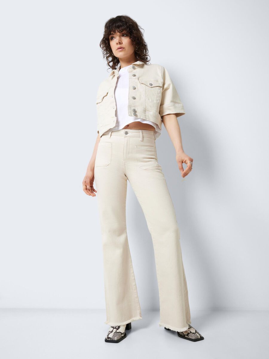 Noisy May NMNAT HIGH WAIST FLARED JEANS, Ecru, highres - 27025909_Ecru_007.jpg