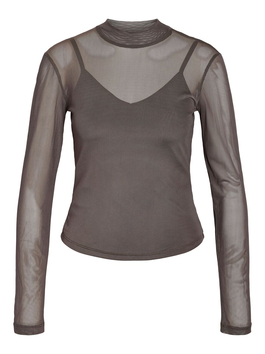 Product tile image NMPERCY MESH BLUSE, Chocolate Brown 27038674_ChocolateBrown