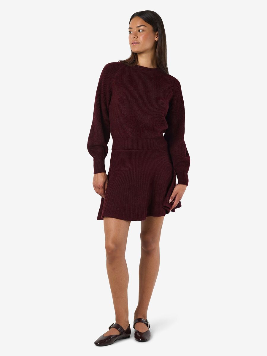 Product carousel image - KNITTED MINI SKIRT, Windsor Wine | 2