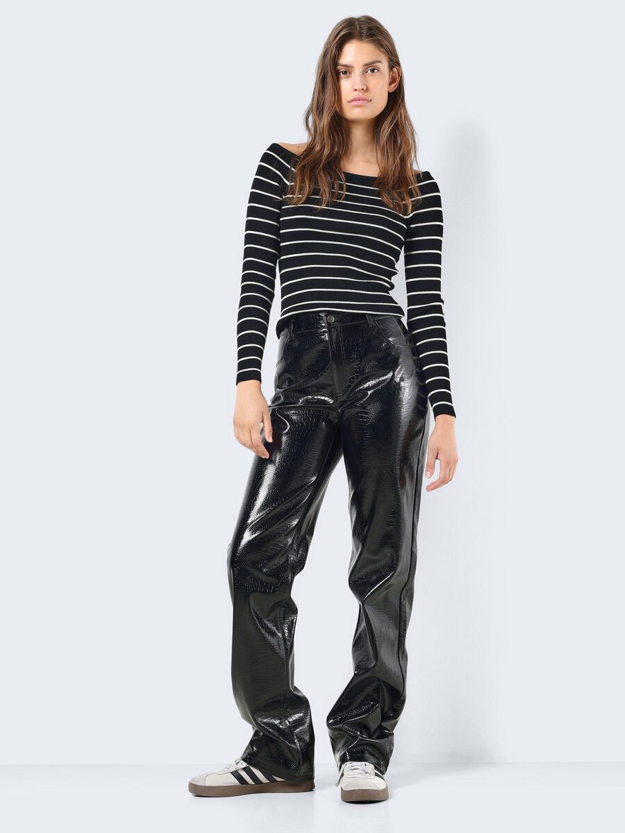 Noisy May FAUX LEATHER CROC TROUSERS, Black, highres - 27028824_Black_1078496_007.jpg