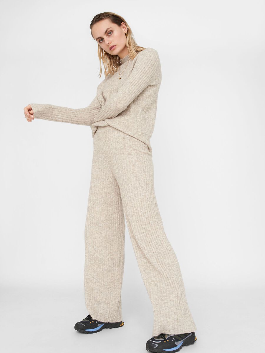 LOOSE FIT GEBREIDE BROEK, Chateau Gray, highres