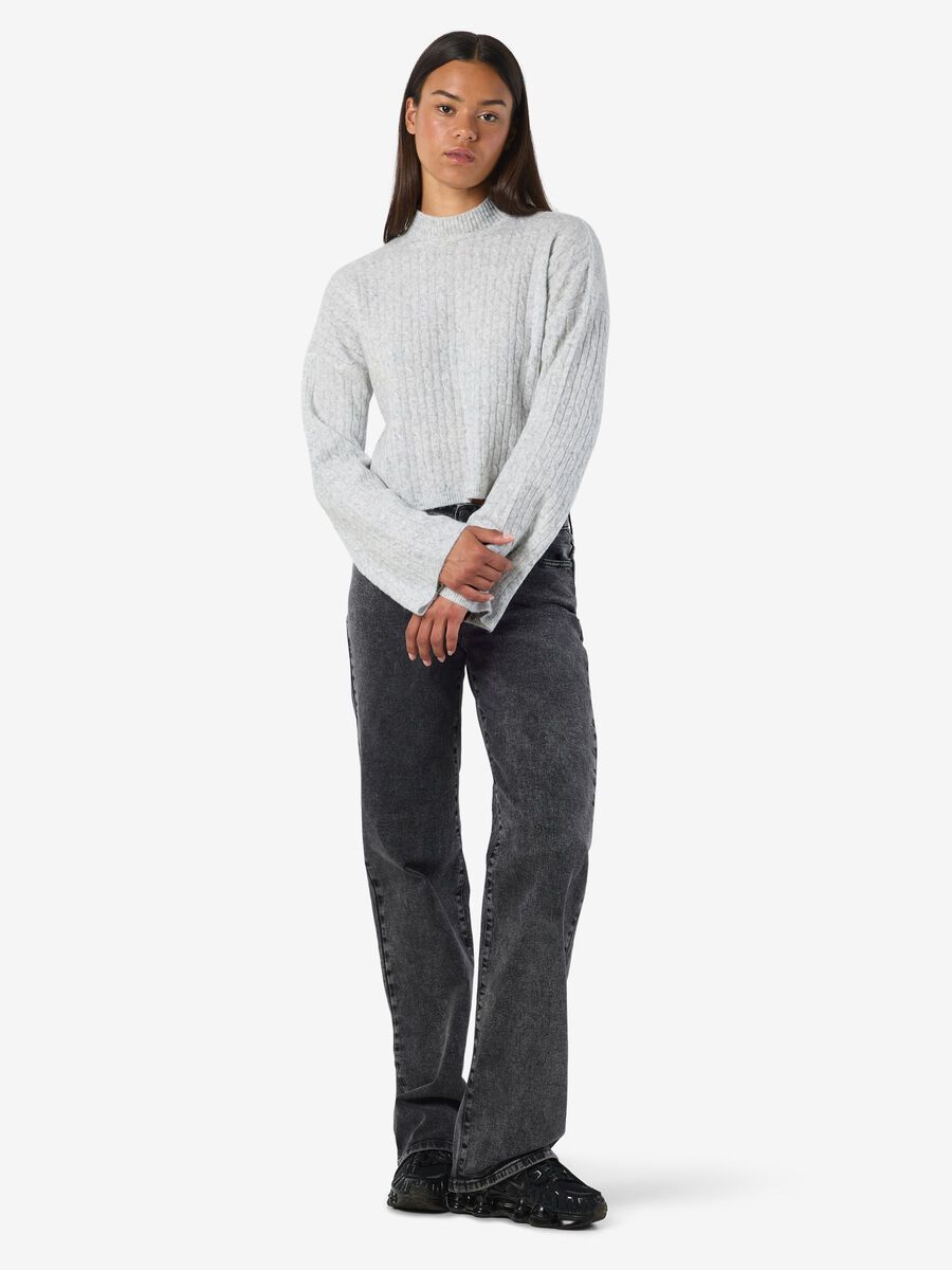 Carousel image - CABLE KNIT JUMPER, Light Grey Melange | 4