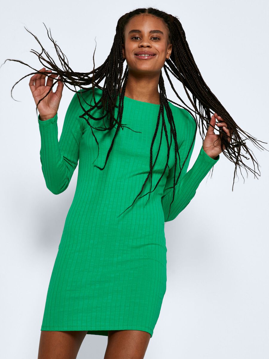 Noisy May LONG SLEEVED RIBBED DRESS, Island Green, highres - 27021494_IslandGreen_007.jpg