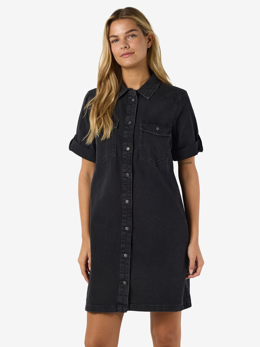 Product carousel image - KORTÆRMET DENIMKJOLE, Black | 2