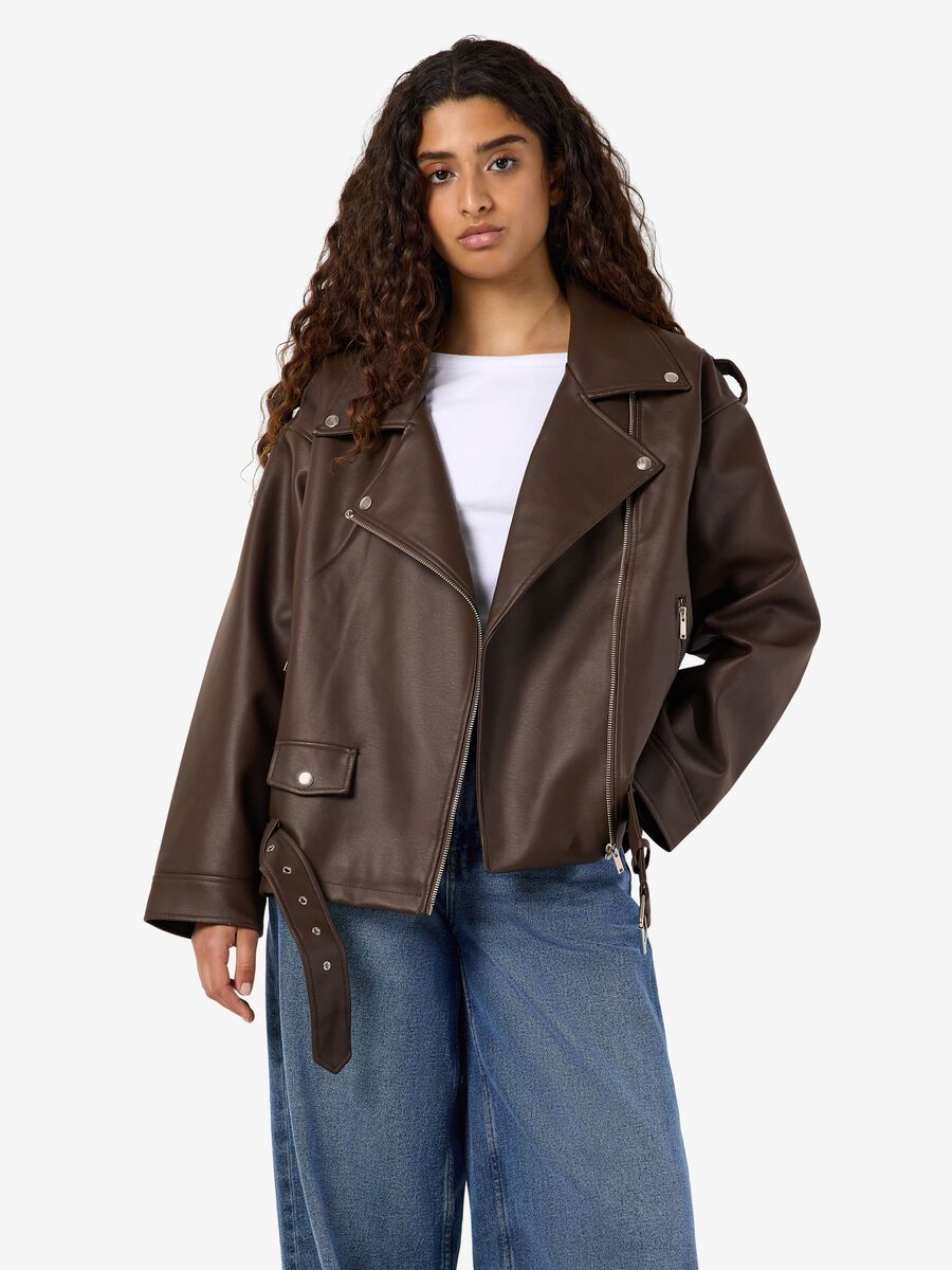 Product tile image OVERSIZE FAUX LEATHER JACKET, Demitasse 27027014_Demitasse
