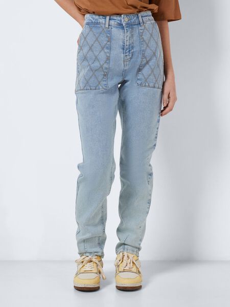 Noisy May NMJULY DOORGESTIKT MOM JEANS, Medium Blue Denim, highres - 27023606_MediumBlueDenim_003.jpg