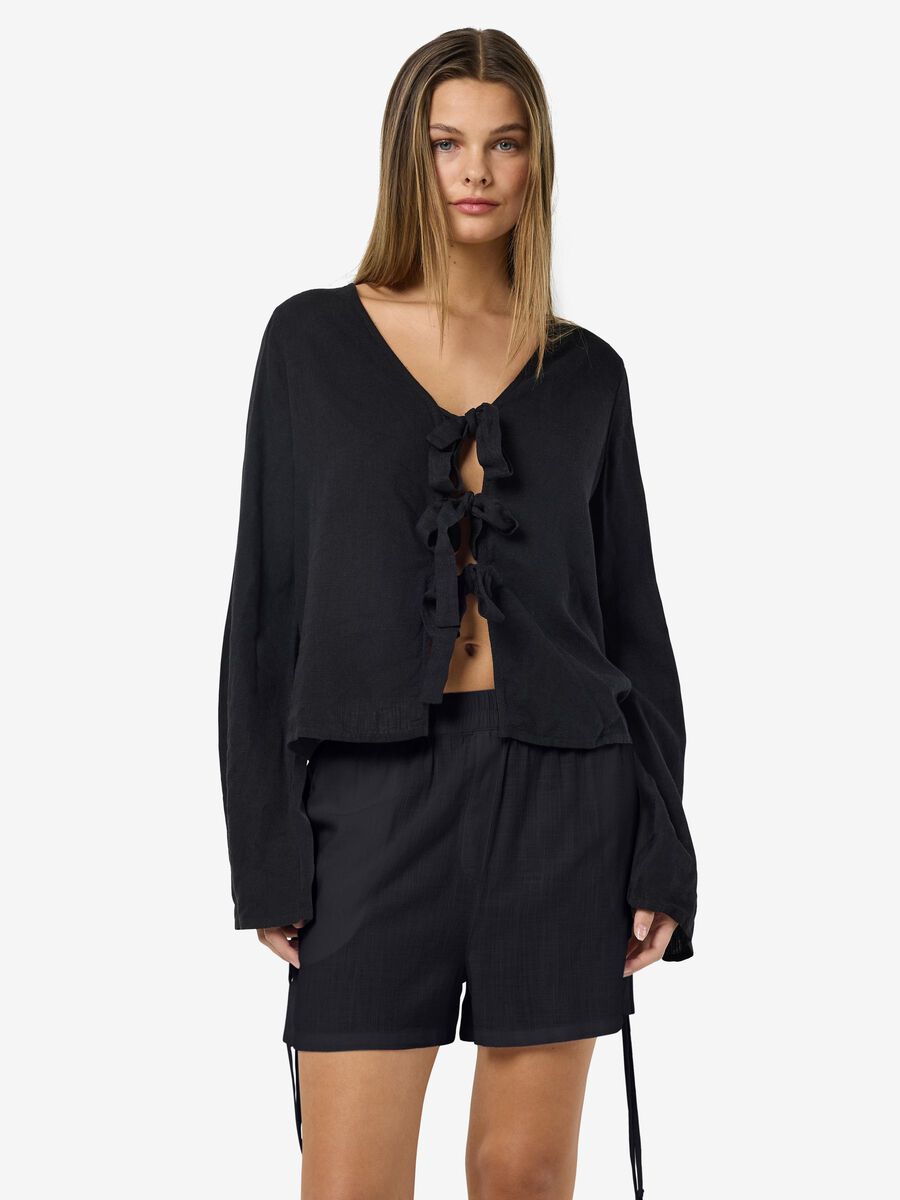 Noisy May TIE-FRONT BLOUSE, Black, highres - 27033022_Black_007.jpg