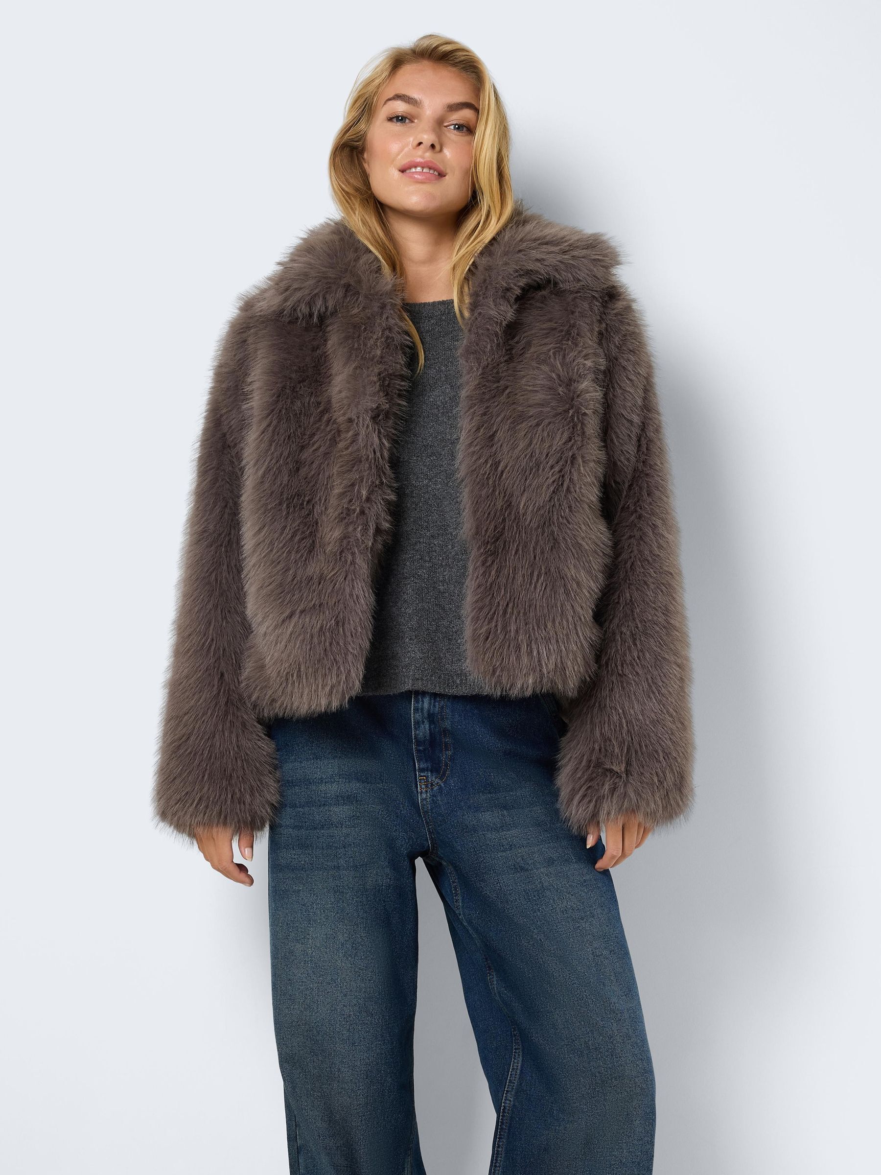 Charcoal faux fur coat discount