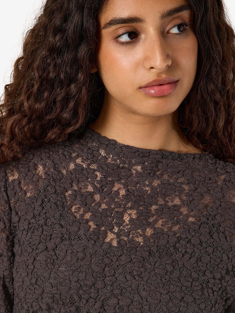 Carousel image 6 NMMIRIAM LACE BLOUSE, Chocolate Brown