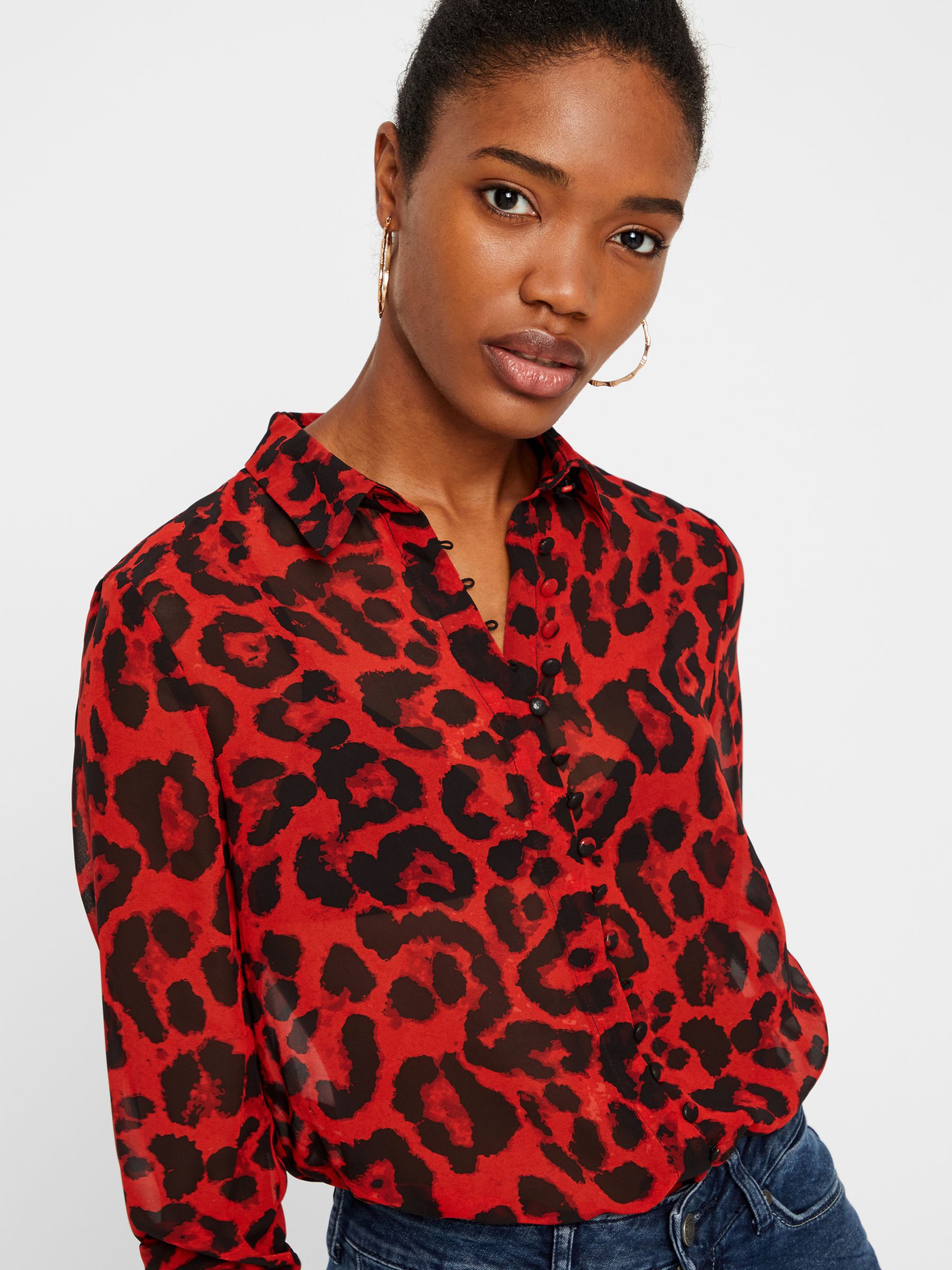 Red leopard blouse hotsell