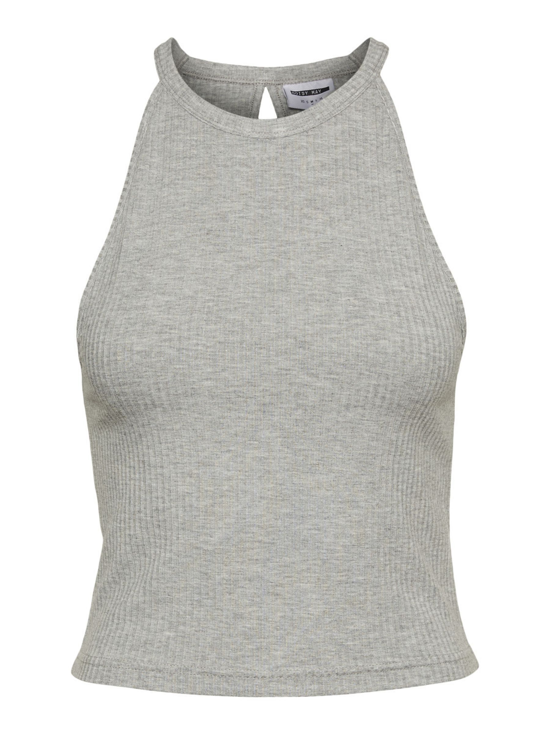 RIBBED HALTER NECK TOP Grey NOISY MAY