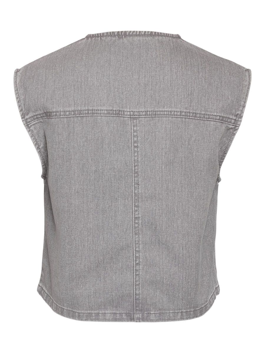 Carousel image - CROPPED DENIM VEST, Light Grey Denim | 7