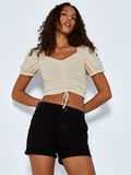 Noisy May SHORT SLEEVED RUCHED TOP, Pearled Ivory, highres - 27022031_PearledIvory_007.jpg