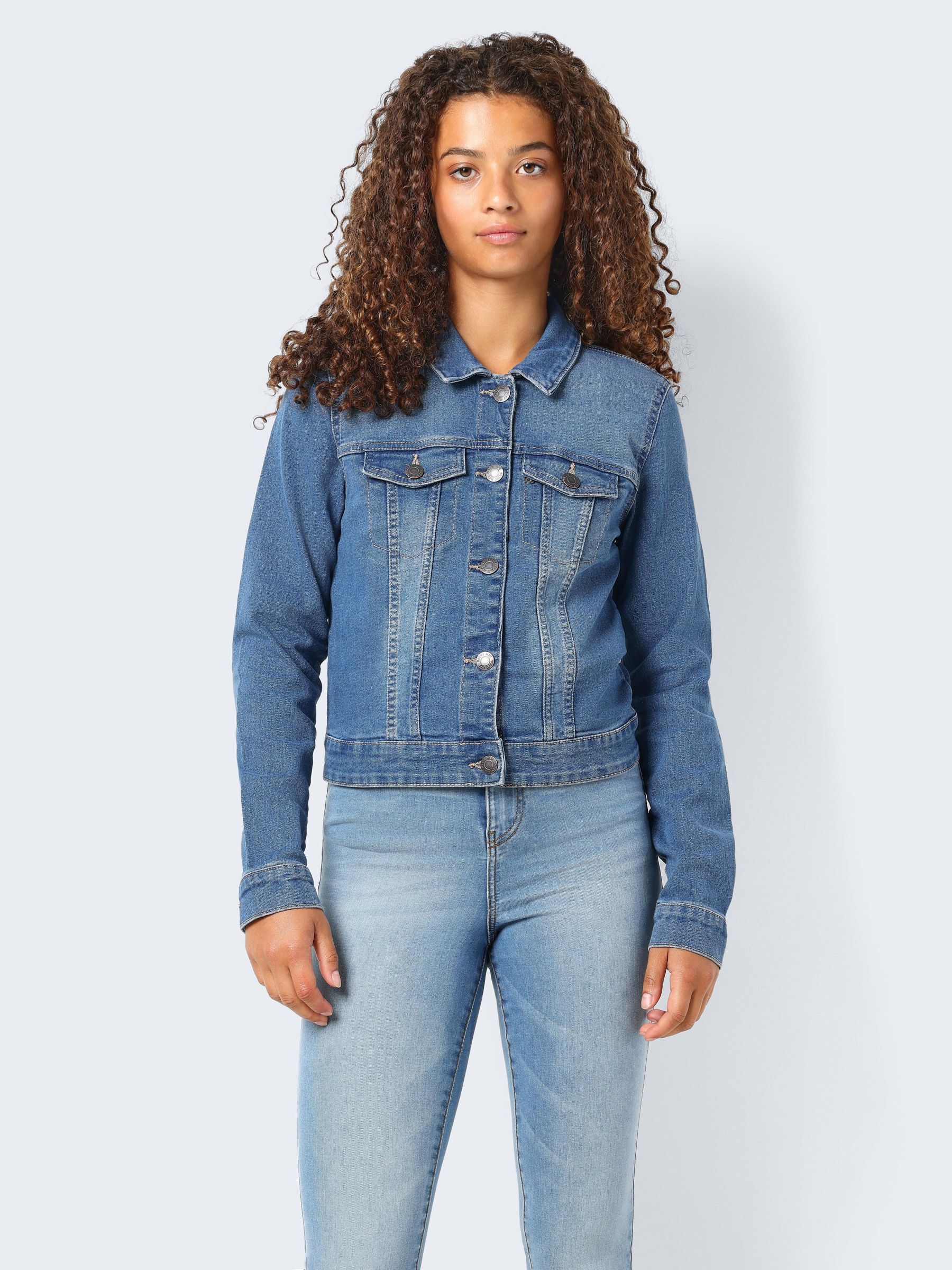 Short blue denim jacket on sale