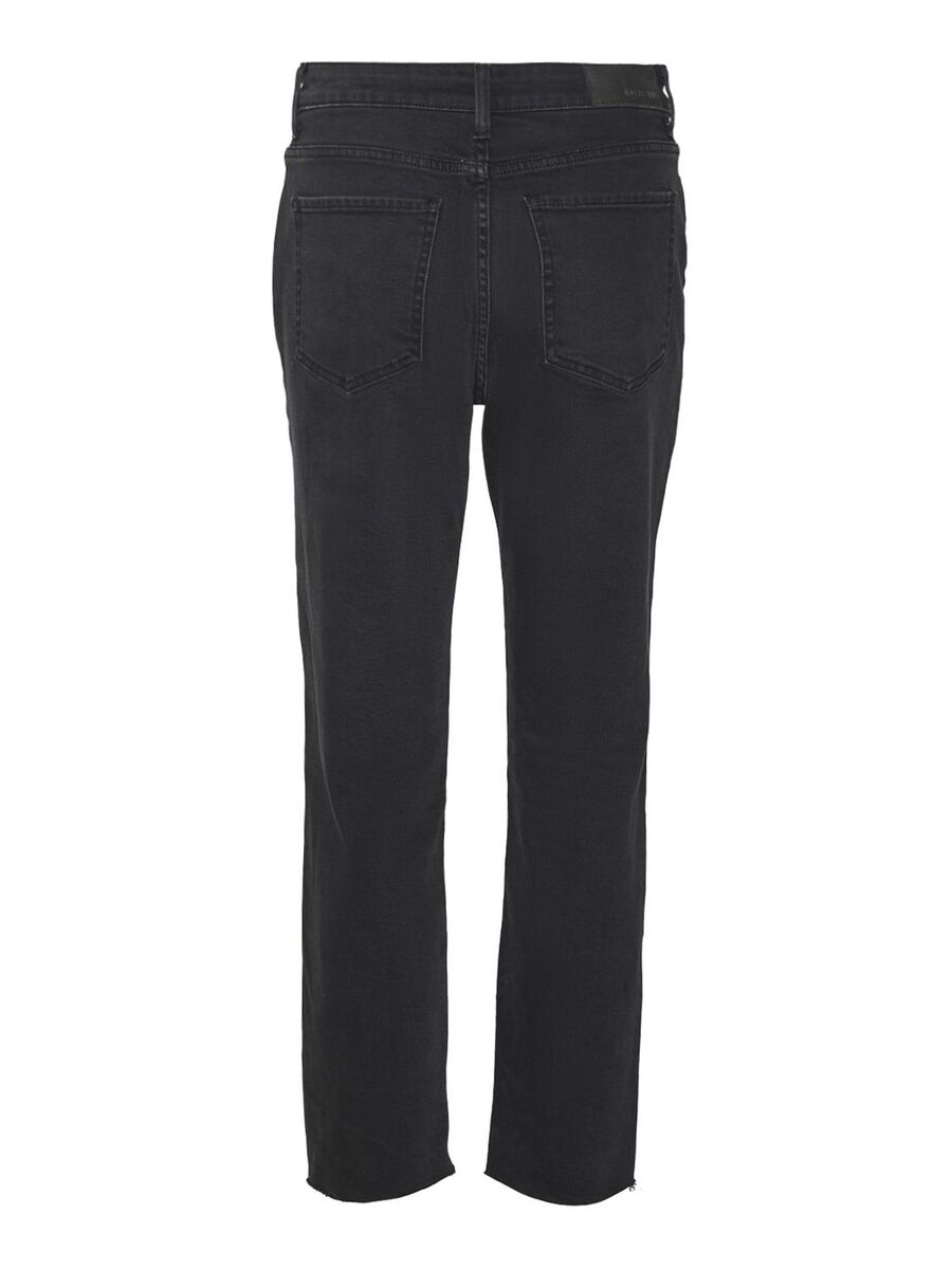 NMMONI HIGH WAISTED CROPPED STRAIGHT FIT JEANS, Black