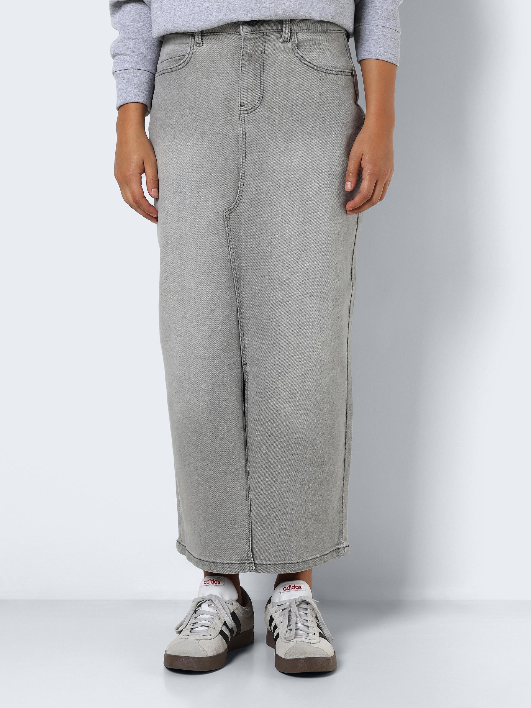 Mid length denim skirts grey best sale