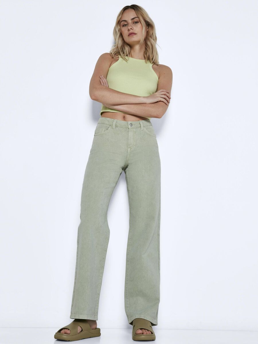 Noisy May NMAMANDA NATURAL DYED MID-RISE JEANS, Fog Green, highres - 27021001_FogGreen_007.jpg