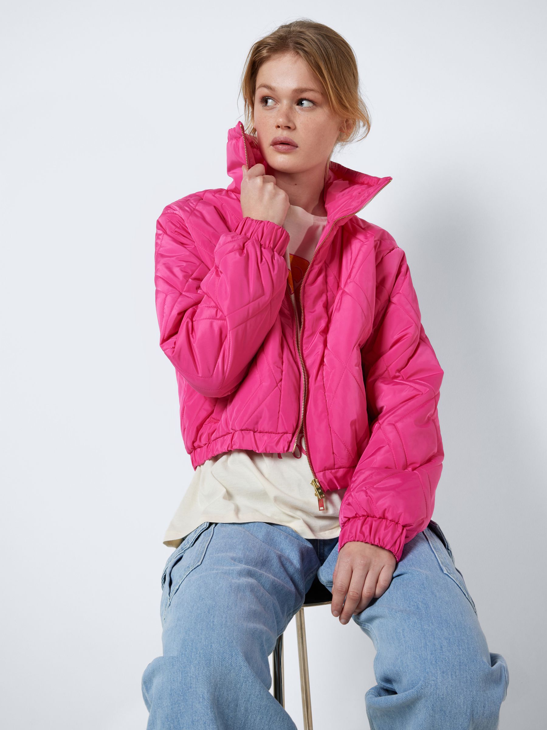 SHORT QUILTED JACKET Pink NOISY MAY