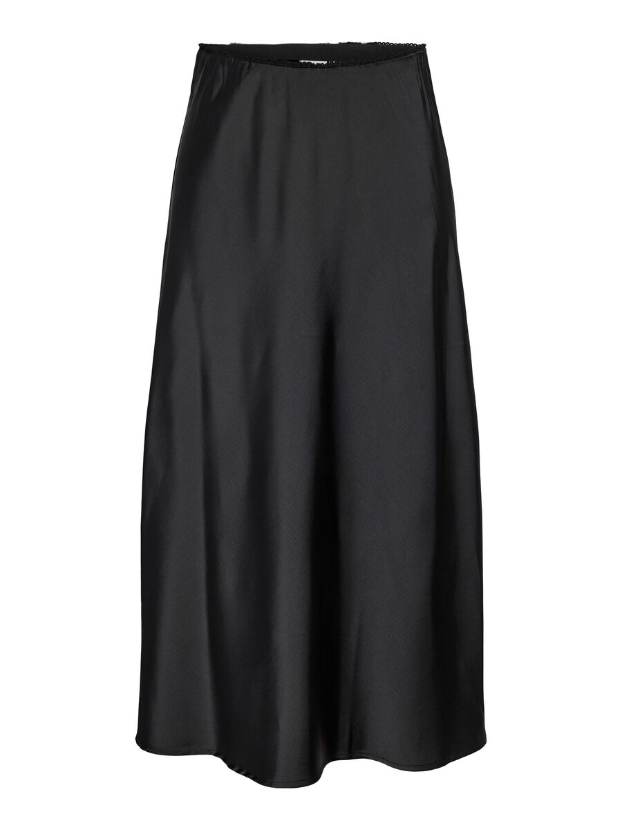 Carousel image - SATIJNEN MIDDELLANGE ROK, Black | 2