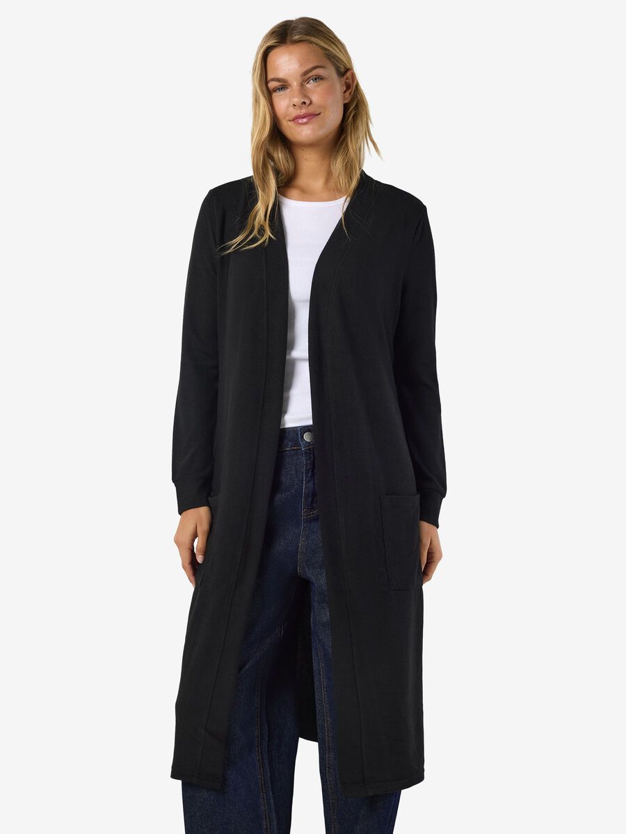 Carousel image - LONG OPEN CARDIGAN, Black | 1